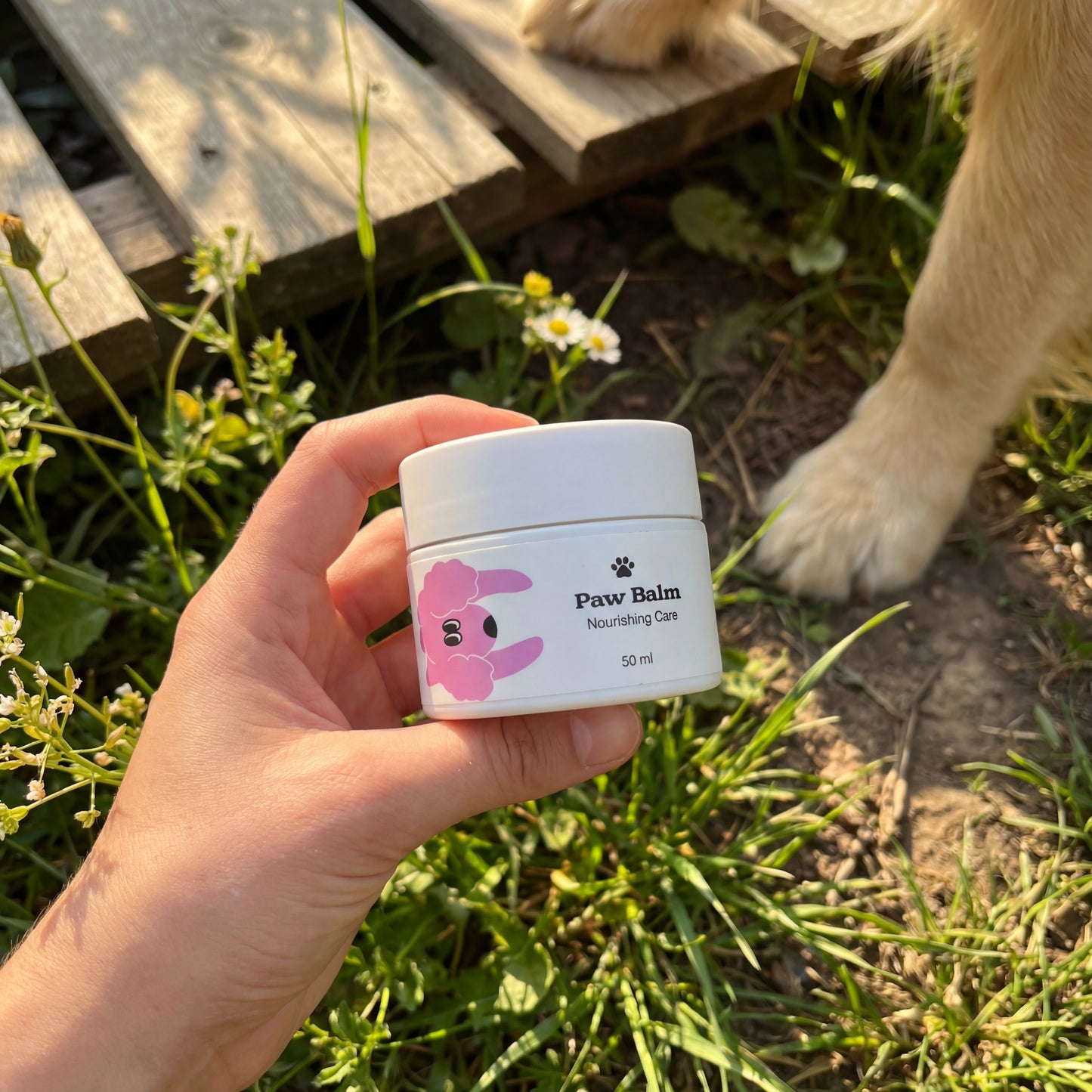 Dr.Dog Paw Balm applied to dog's cracked paw
