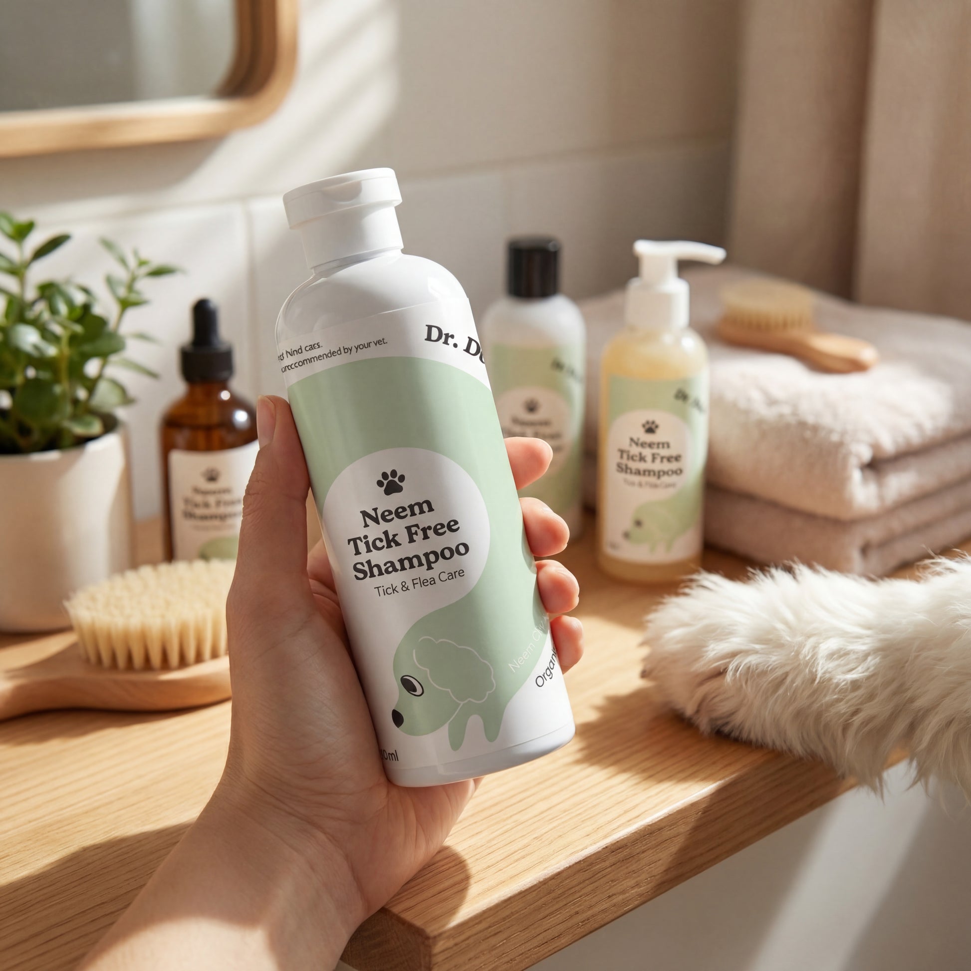 Dr.Dog Neem Shampoo lather on dog coat