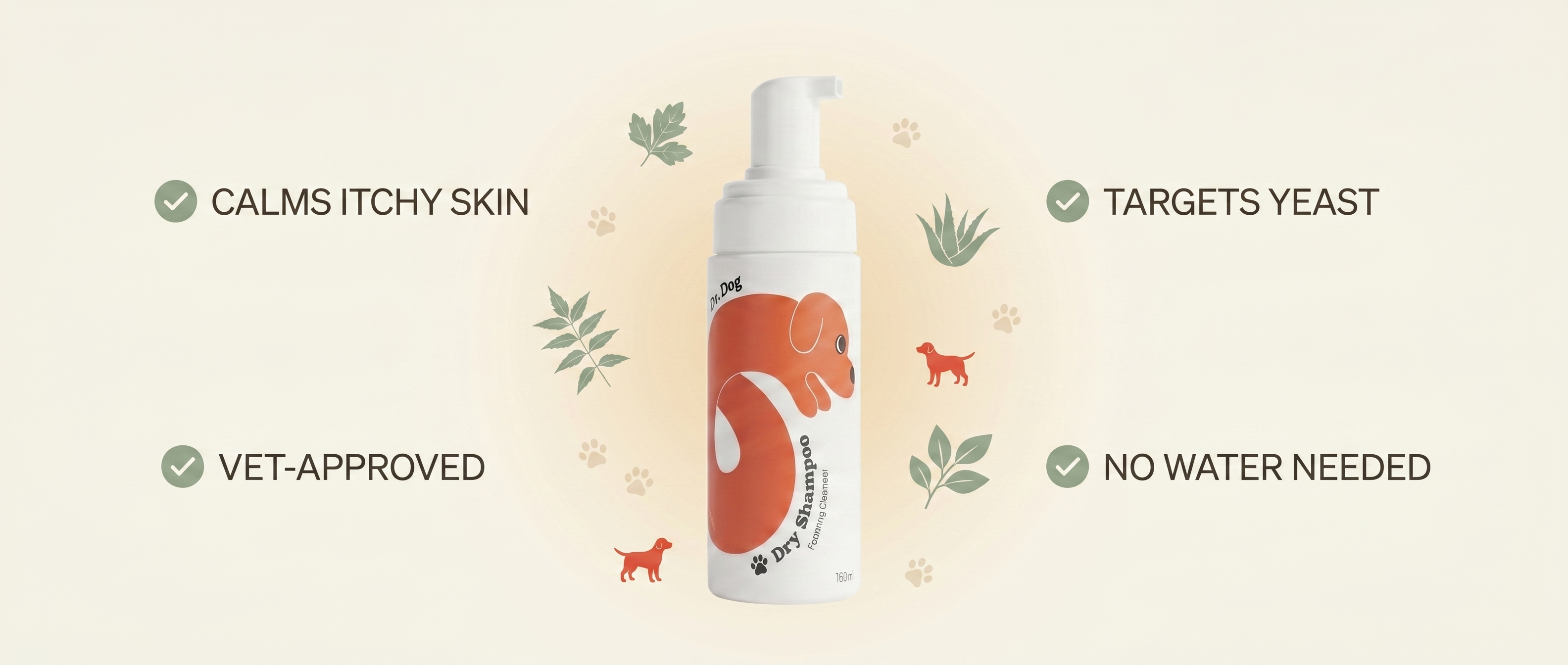 Dr.Dog Dry Shampoo - calms itchy skin, targets yeast, vet-approved, no water needed