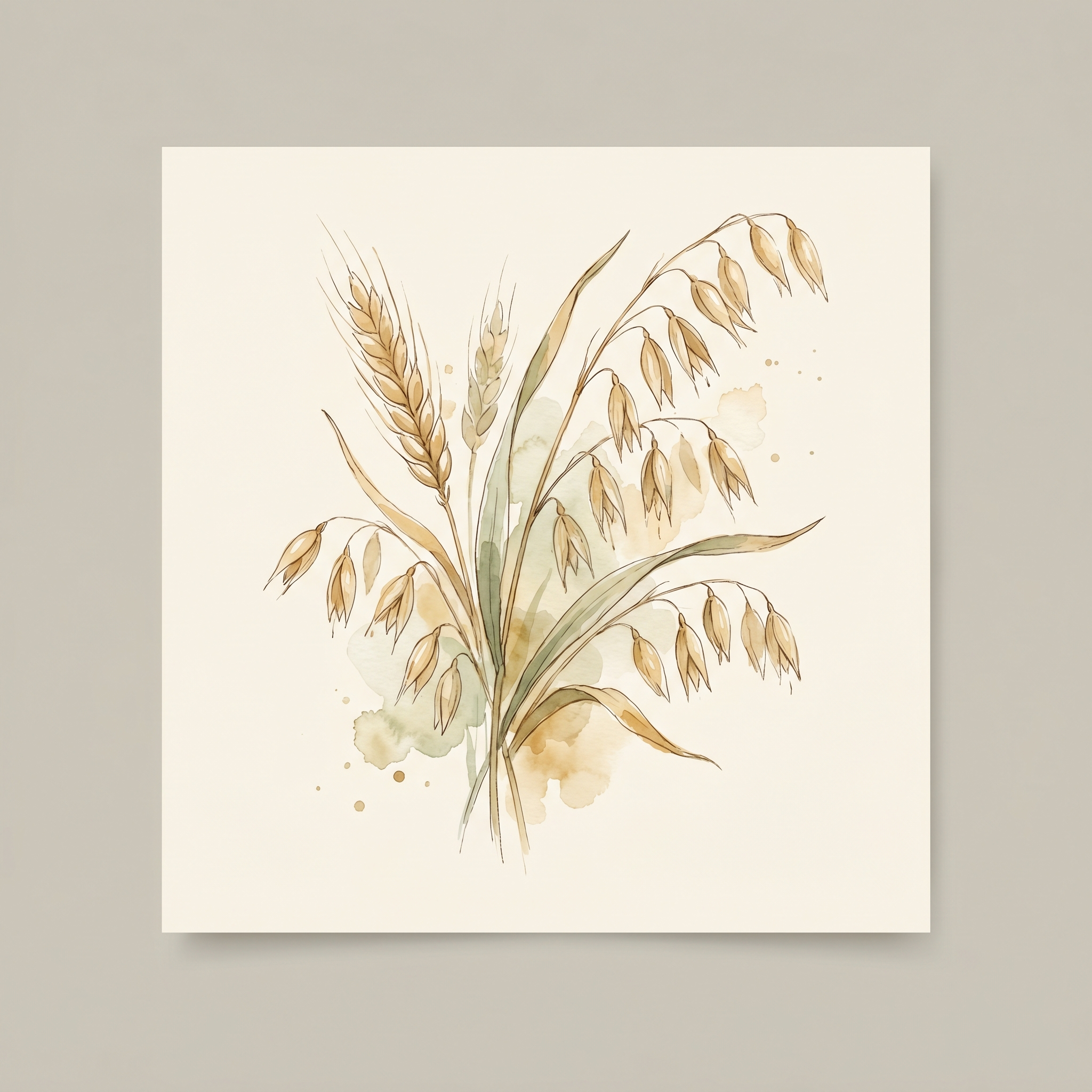 Oats and oat stalks watercolor illustration